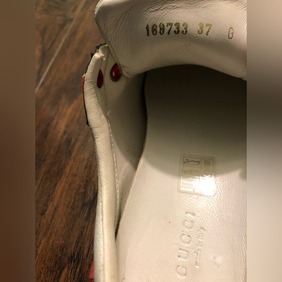 Gucci GG Monogram Script White/Navy/Red Sneakers SZ 37 - Picture 11 of 13